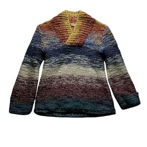 Sleeping On Snow Anthropologie Sweater Womens XXS Multicolor V Neck Chunky Knit